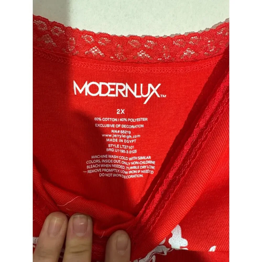Modern Lux Womens 2X Red Graphic Lace Trim Camisole Tank Top NWT - Picture 2 of 3